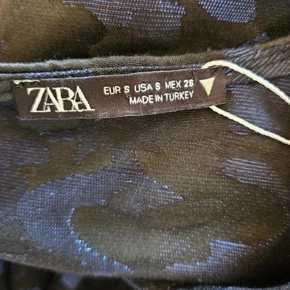 Zara Blogger's Favorite Jacquard Metallic Blueblack Oversized Women's Dress S. - Picture 16 of 16